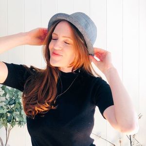 Grey Plaid Bowler Hat